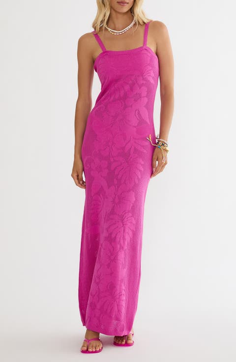 Conrad Cotton Floral Jacquard Cover-Up Maxi Dress