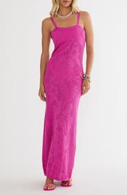Beach Riot Conrad Cotton Floral Jacquard Cover-Up Maxi Dress