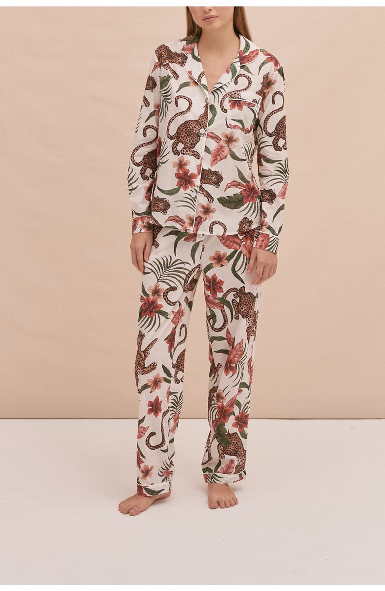 Desmond & Dempsey Long Pajama Set, Main, color, Soleia Cream