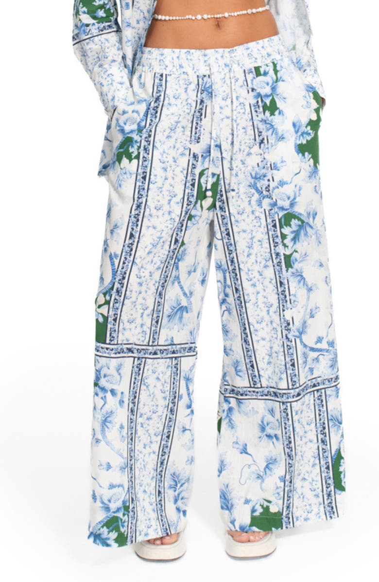 Agua Bendita Nader Print Wide Leg Cover-Up Pants, Main, color, Blue