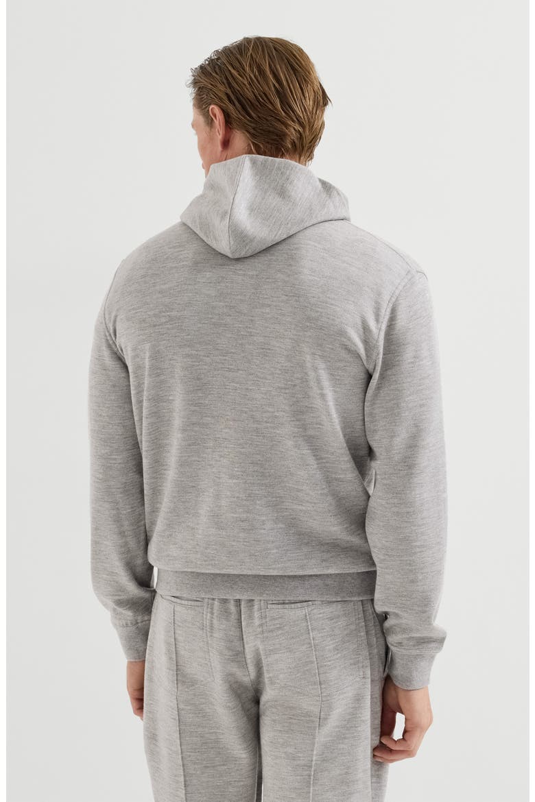 Cashmere and silk French terry hooded sweatshirt with zipper, Alternate, color, Grey