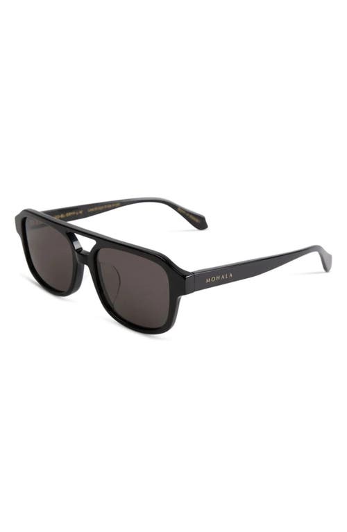 Mohala Eyewear Hanalei 55mm Low Nose Bridge Wide Width Polarized Top Bar Sunglasses In Black Lava/gray Lenses