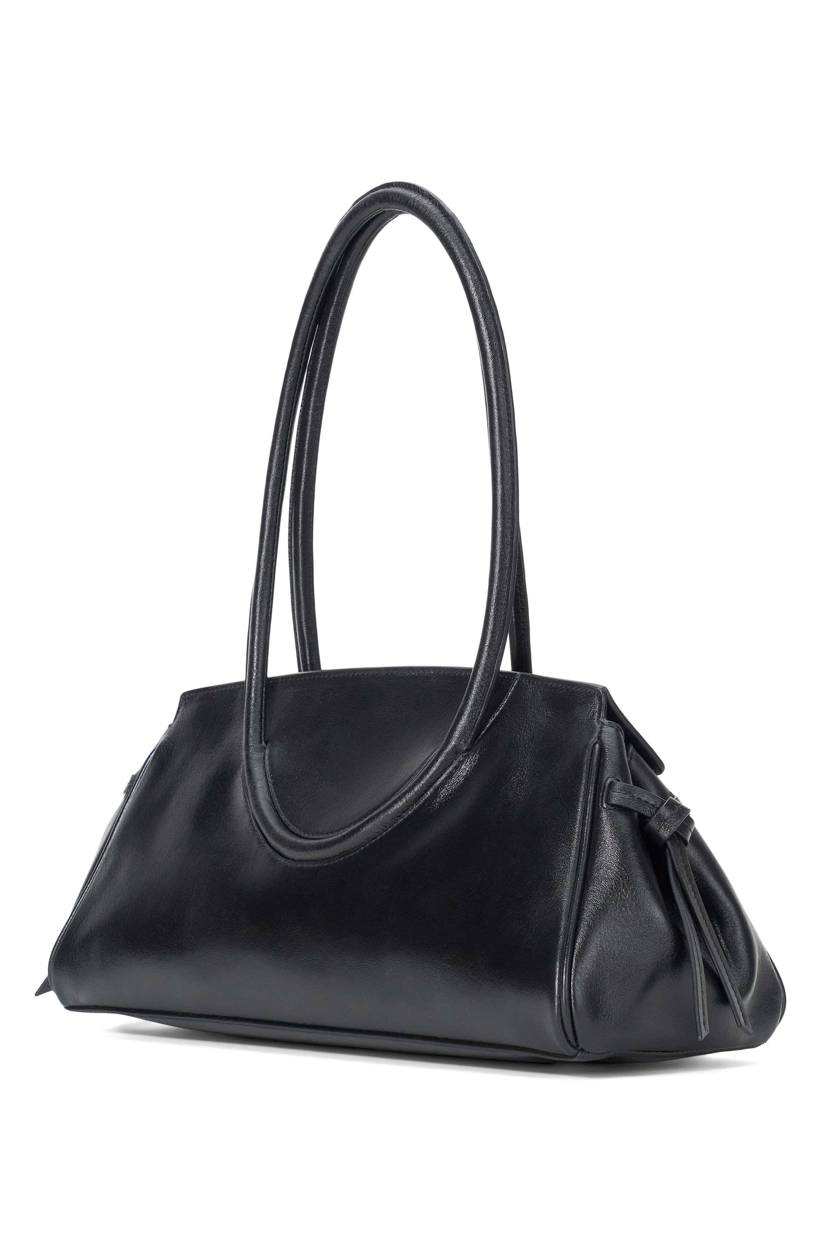STAUD Maude Leather Shoulder Bag, Alternate, color, Black