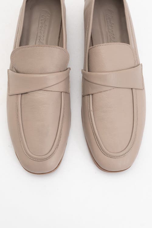 Forever & Always Shoes Splice Leather Flat Loafers In Bone Color Leather