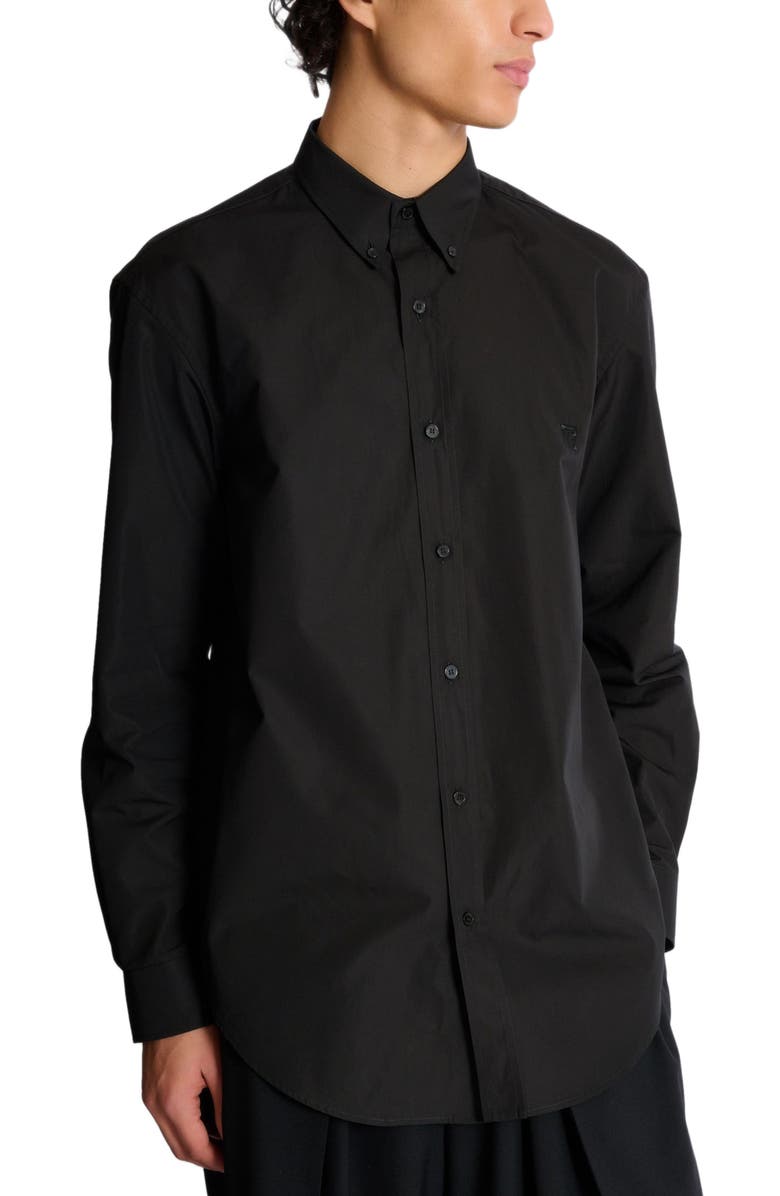 Balmain Cotton poplin shirt, Alternate, color, Black