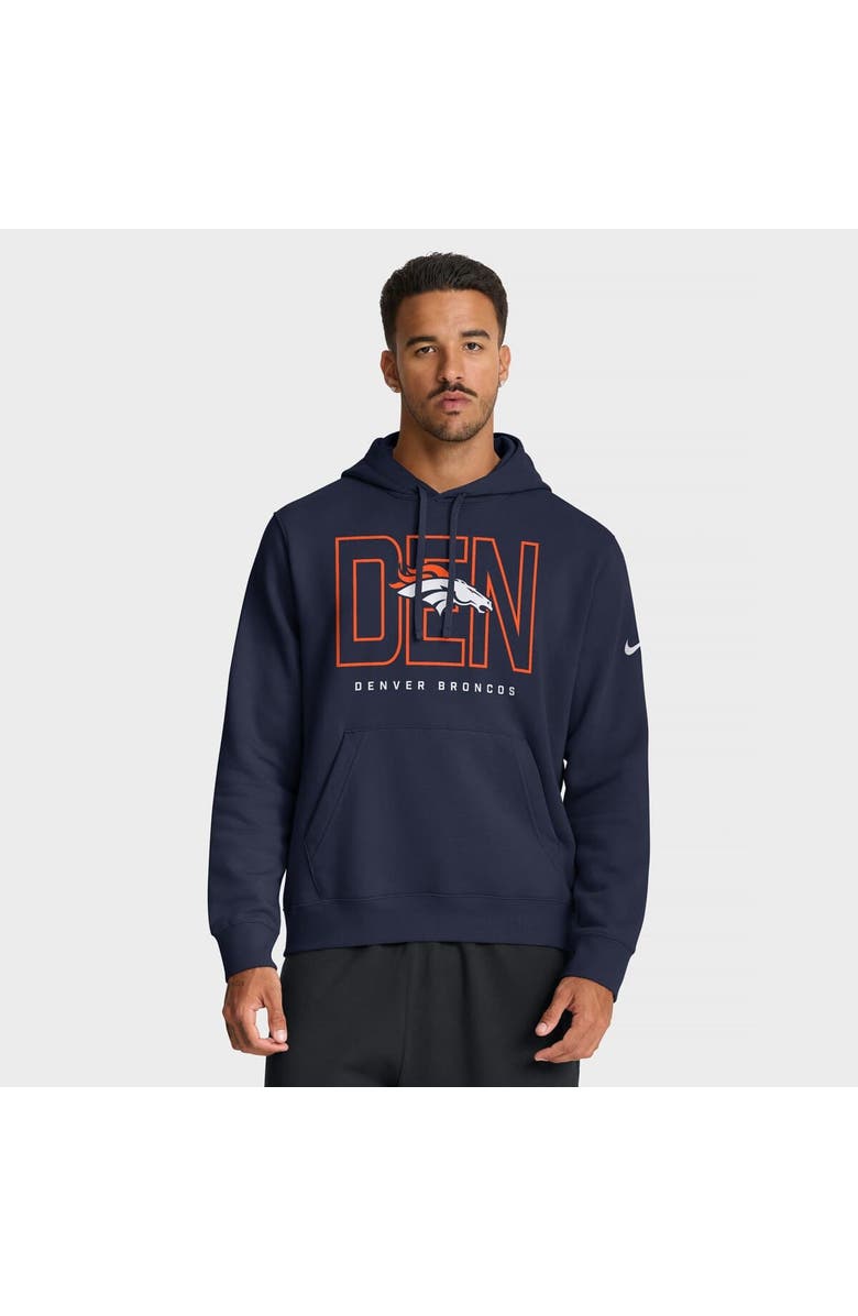 Nike Men's Nike Navy Denver Broncos Busted Play Club Fleece Pullover Hoodie, Main, color, Navy