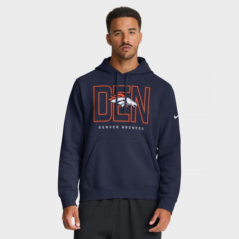 Men's Nike Navy Denver Broncos Busted Play Club Fleece Pullover Hoodie