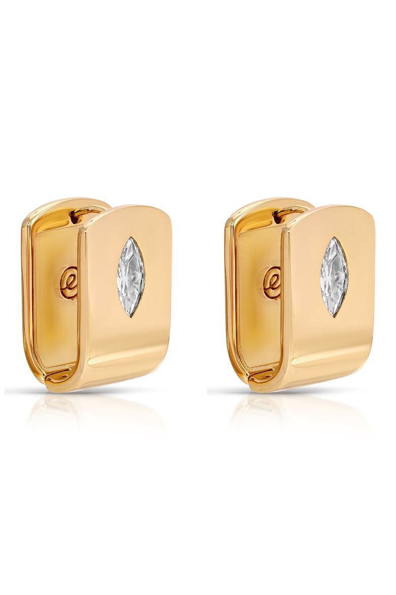 Marquise Stone Huggie Earrings, Alternate, color, GOLD