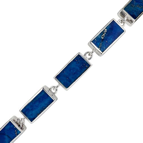 Jan Leslie Dash Rectangle Link Bracelet In Blue