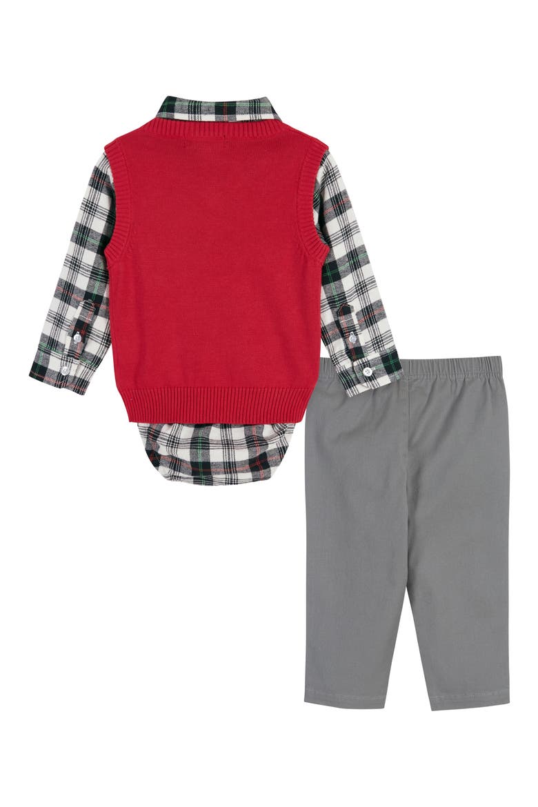 Plaid Bodysuit, Cotton Sweater Vest, Bow Tie & Pants Set, Alternate, color, WHITE PLAID