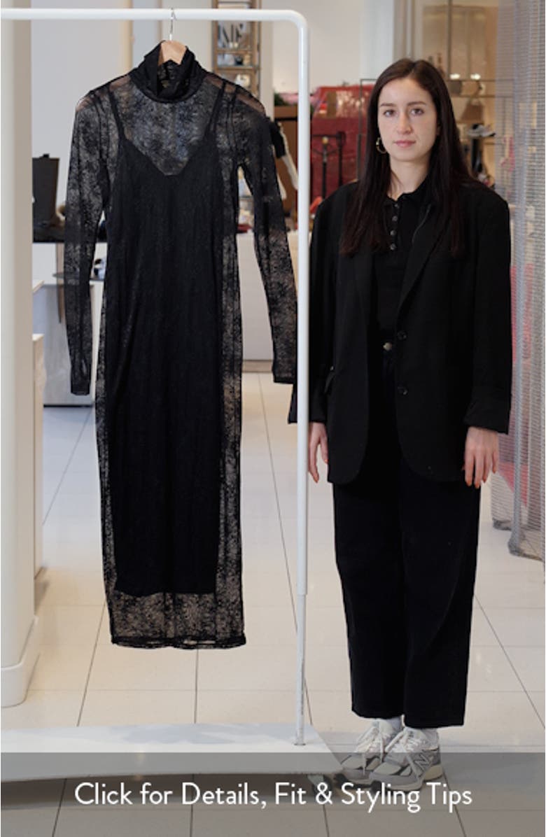 Shailene Long Sleeve Turtleneck Lace Dress, sales video thumbnail