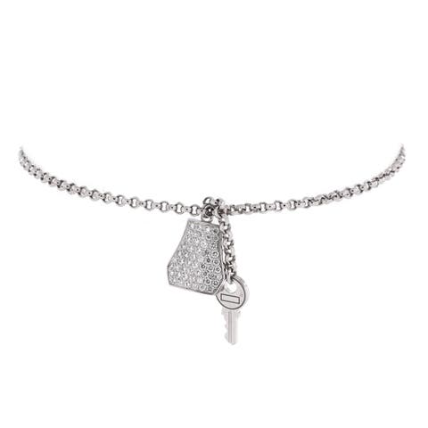 Kelly Clochette Chain Bracelet 18K White Gold with Pave Diamonds Small