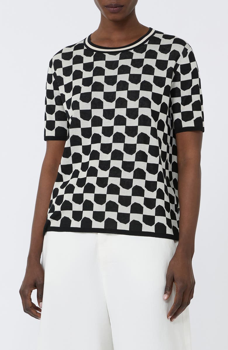 Max Mara Geometric Cotton Blend Jacquard Sweater, Main, color, Black