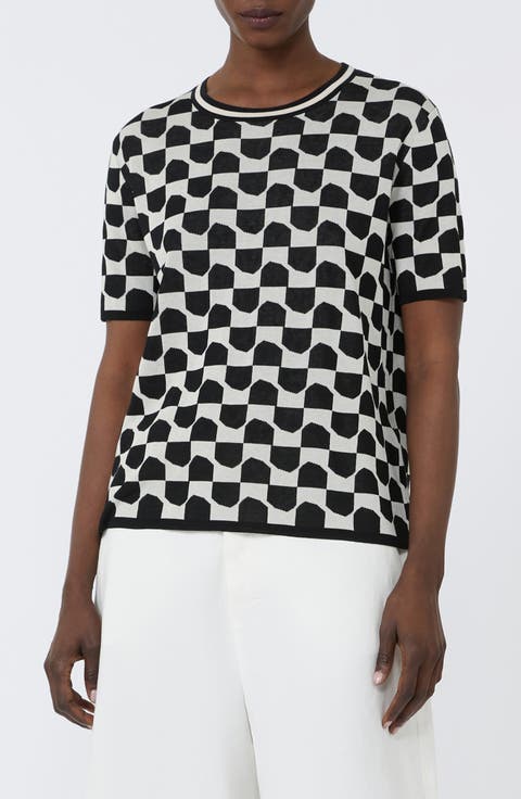 Geometric Cotton Blend Jacquard Sweater