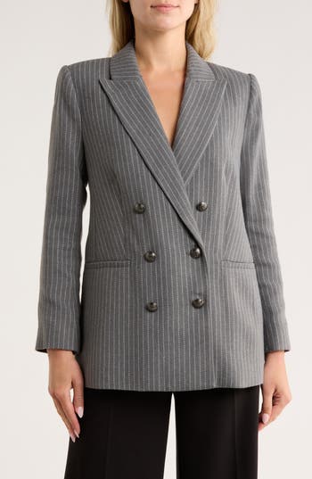 L'agence Aimee Relaxed Double-breasted Blazer In Gray