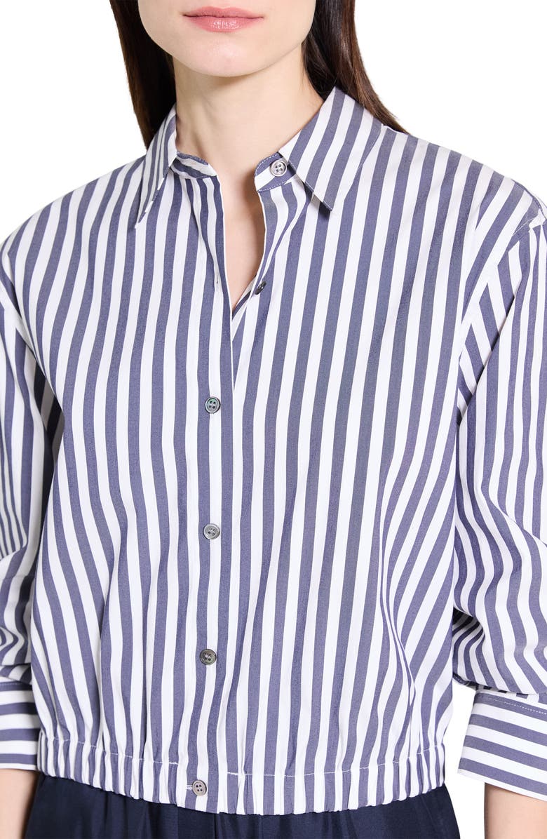 Theory Stripe Crop Woven Shirt, Alternate, color, Blue Multi