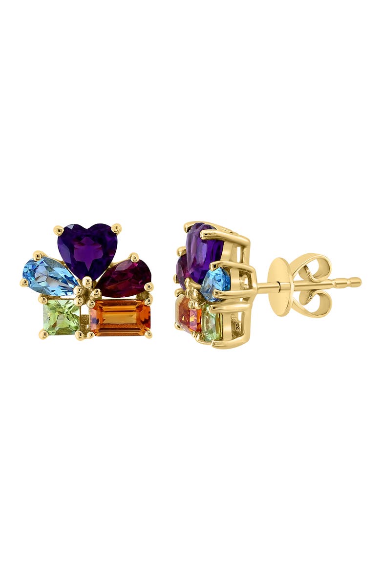 14K Yellow Gold ,Amethyst,Blue Topaz,Citrine,Rhodolite,Peridot Earrings, Alternate, color, Hematite and FW Blush Pearl