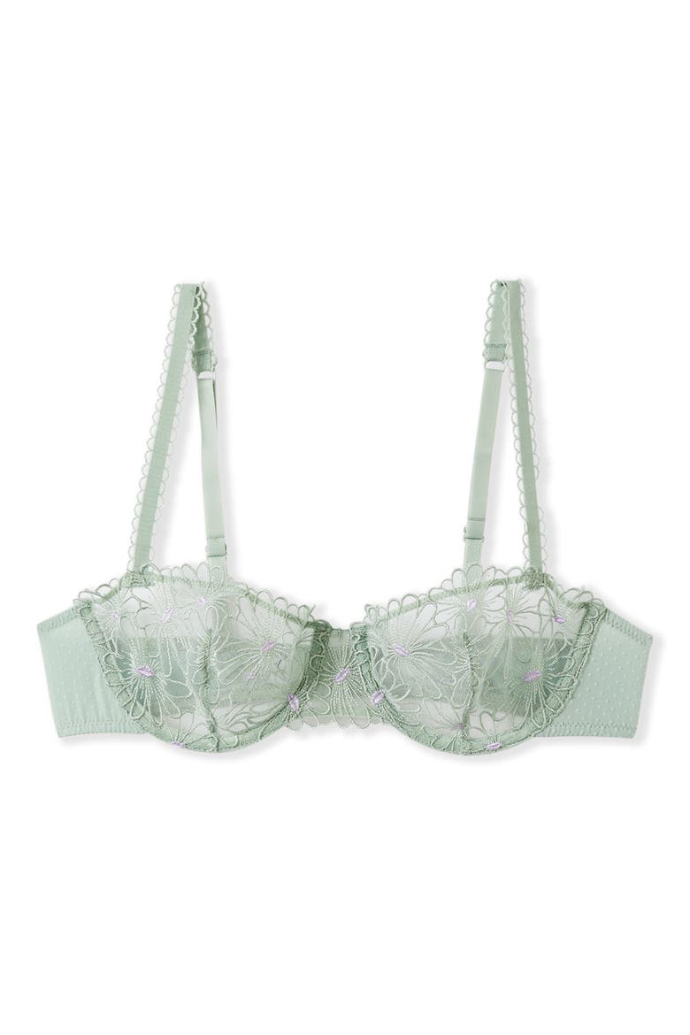 Daisy Underwire Balconette Bra, Alternate, color, CELADON