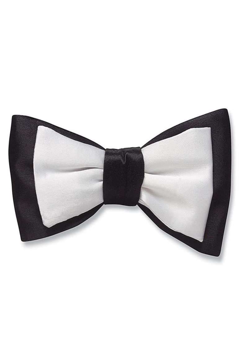 Harlequin White Reversible Silk Woven Bow Tie, Main, color, Freestyle