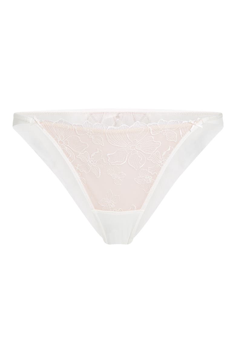 Lauren Embroidered Mesh Brazilian Panties, Alternate, color, SNOW WHITE
