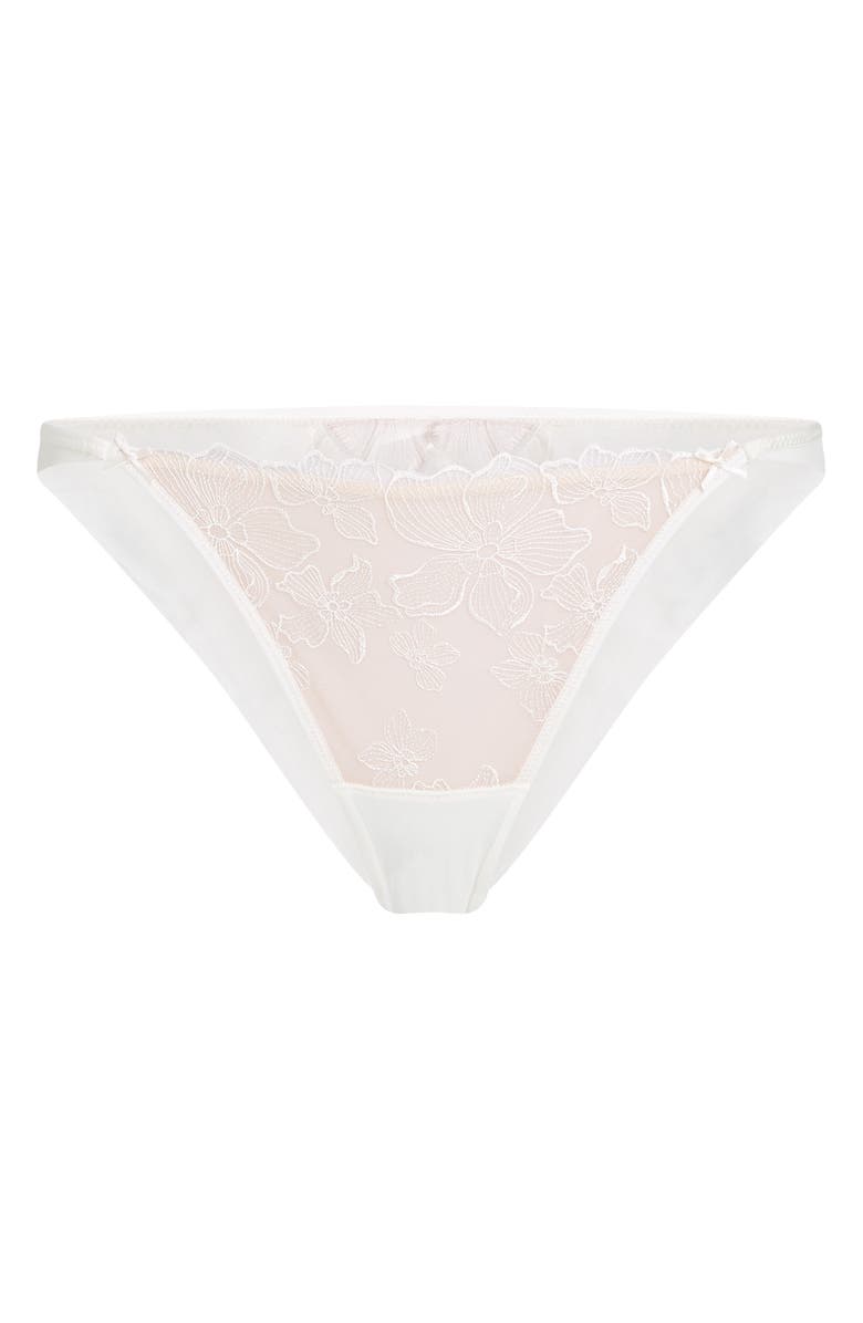 Hunkemöller Lauren Embroidered Mesh Brazilian Panties, Alternate, color, Snow White
