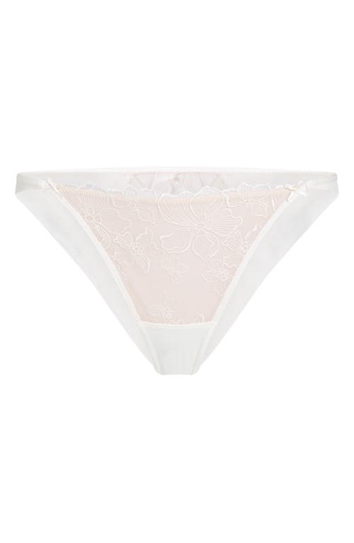 Hunkemoller Hunkemöller Lauren Embroidered Mesh Brazilian Panties In Snow White
