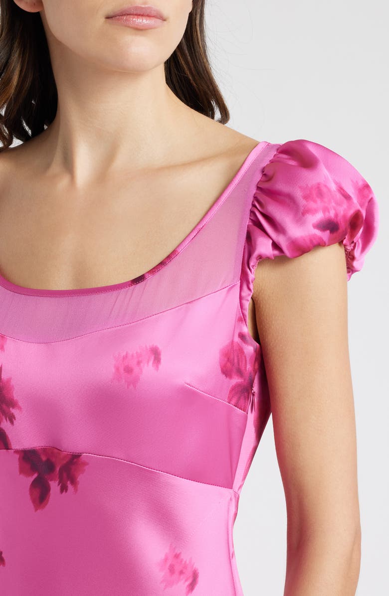 LoveShackFancy Joelette Floral Satin Dress, Alternate, color, 