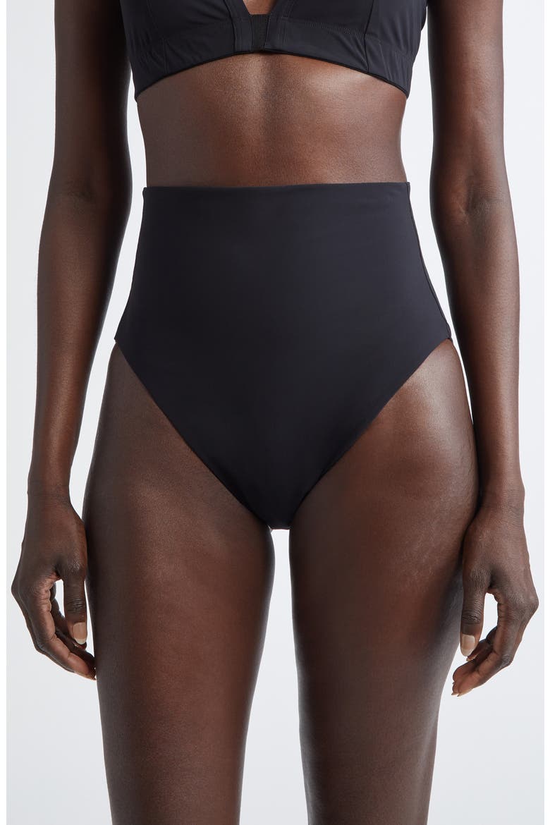 Dirt Brief High Waist Bikini Bottoms, Main, color, BLACK