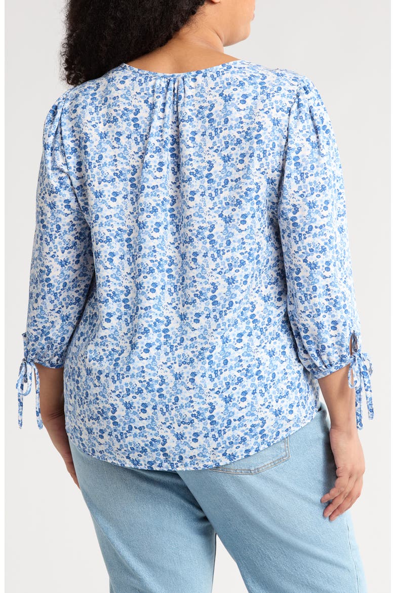 Ditsy Balloon Sleeve Top, Alternate, color, BLUE