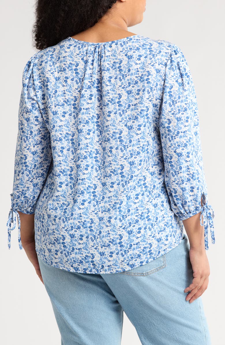 Renee C Ditsy Balloon Sleeve Top, Alternate, color, Blue