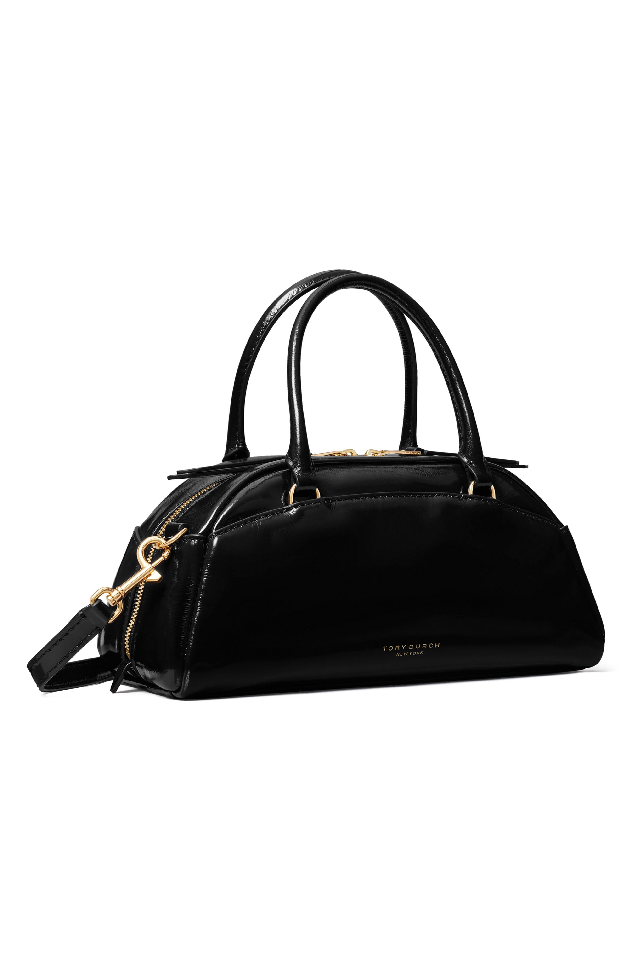 Tory Burch Small Bowler Top Handle Bag, Alternate, color, Black