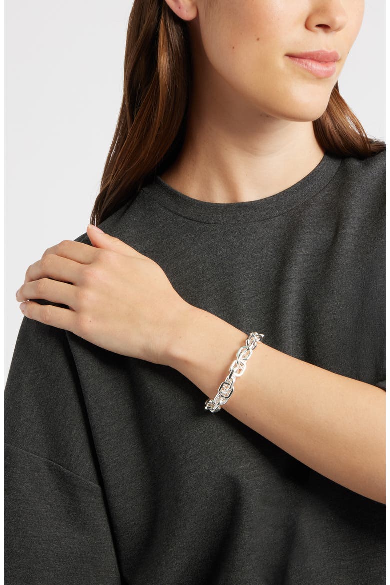Soft Square Link Stretch Bracelet, Alternate, color, SILVER
