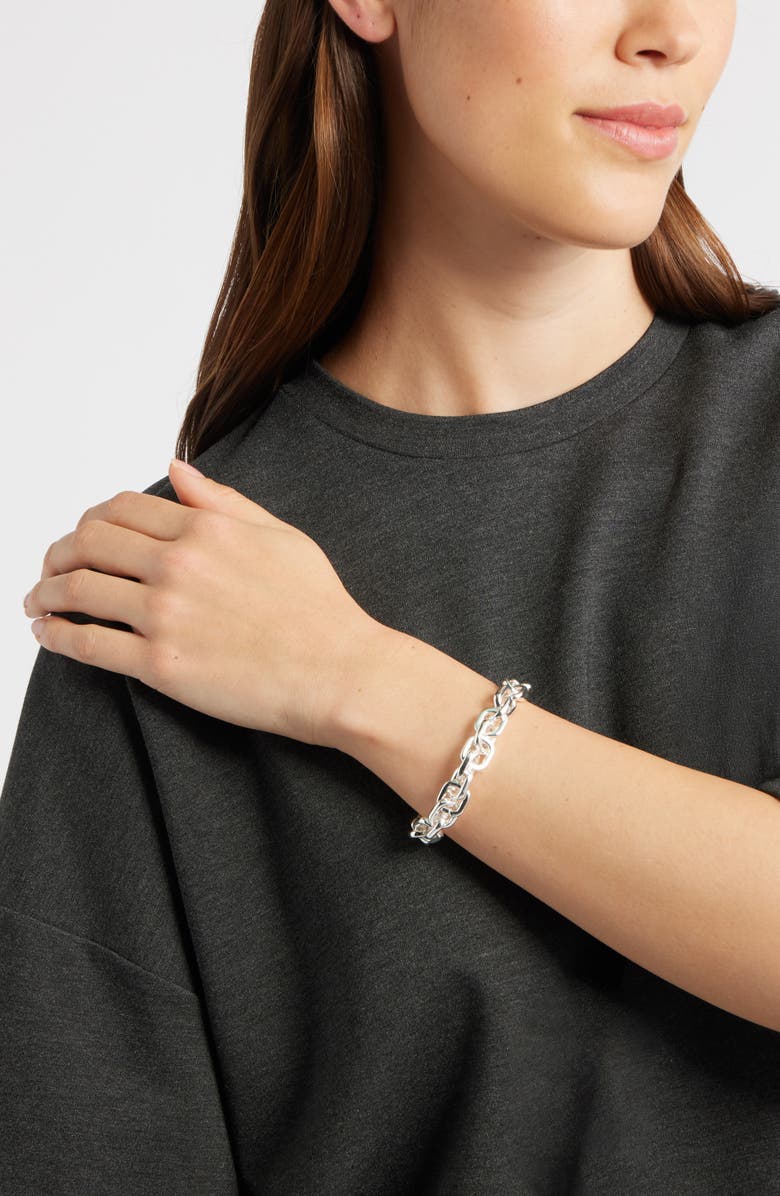 Nordstrom Soft Square Link Stretch Bracelet, Alternate, color, Silver