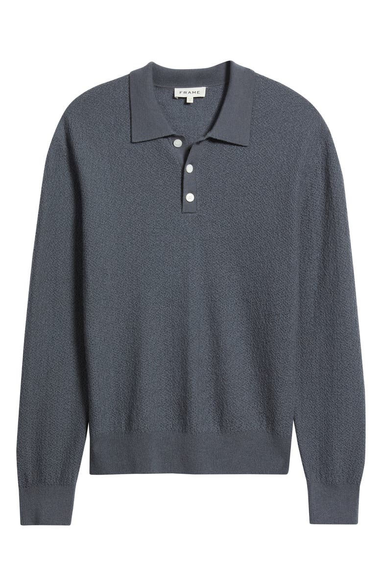 FRAME Long Sleeve Wool Polo Sweater, Alternate, color, Blue Grey