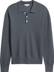 FRAME Long Sleeve Wool Polo Sweater