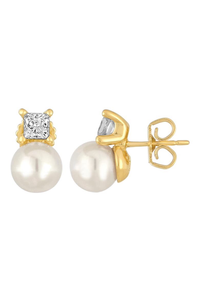 Cubic Zirconia & Faux Pearl Stud Earrings, Main, color, WHITE