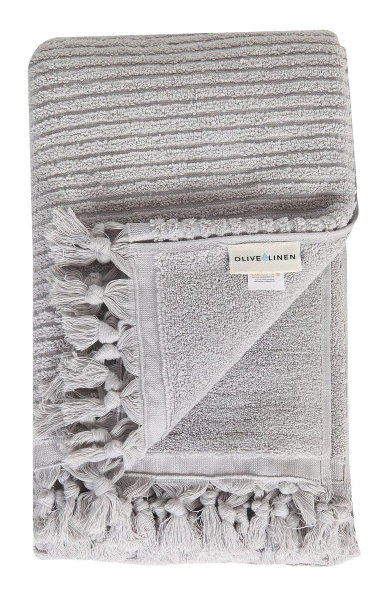 Olive & Linen Ribbed Loom Terry Bath Towel, Alternate, color, 