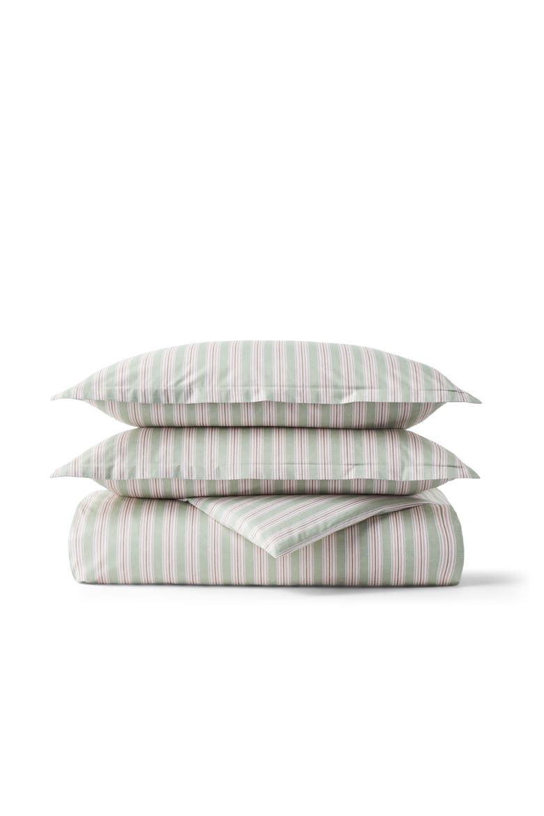 Calder Stripe Cotton Percale Duvet Cover Sets, Main, color, Pink