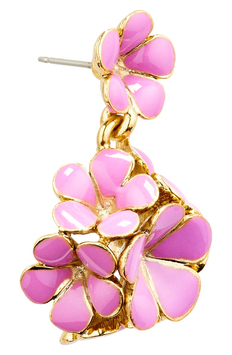 Oscar de la Renta Floral Enamel Pompom Drop Earrings, Alternate, color,