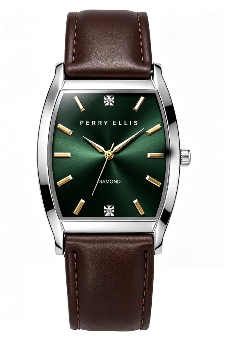 Slim Diamond Leather Strap Watch, 36mm, Main, color, SILVER