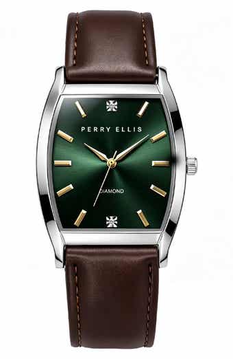 Slim Diamond Leather Strap Watch, 36mm