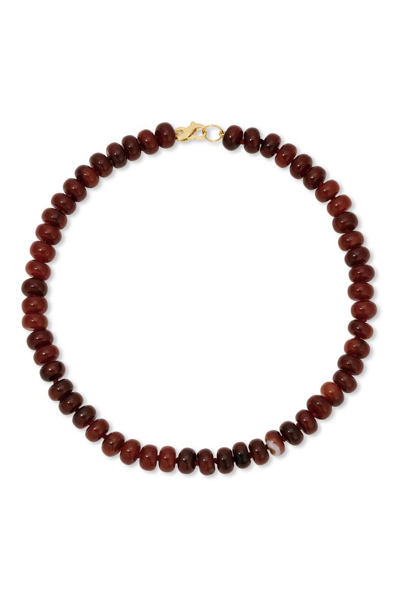 Bordeaux Carnelian Gemstone Necklace, Alternate, color, YELLOW GOLD