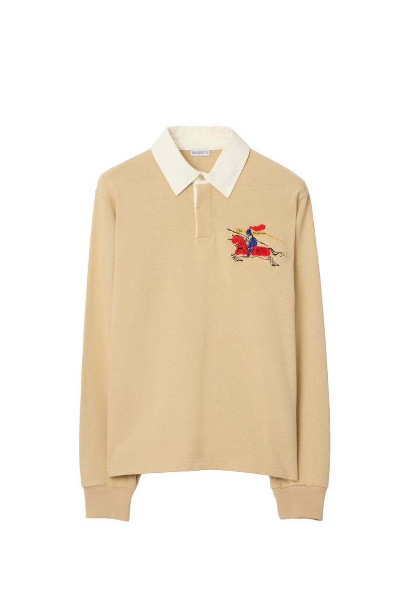 Burberry Knight Cotton Rugby Shirt, Alternate, color, Limestone Beige