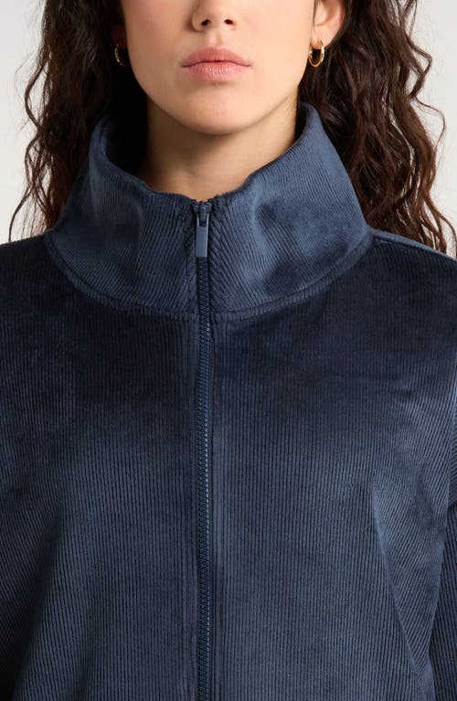 Zella Plush Rib Jacket In Blue