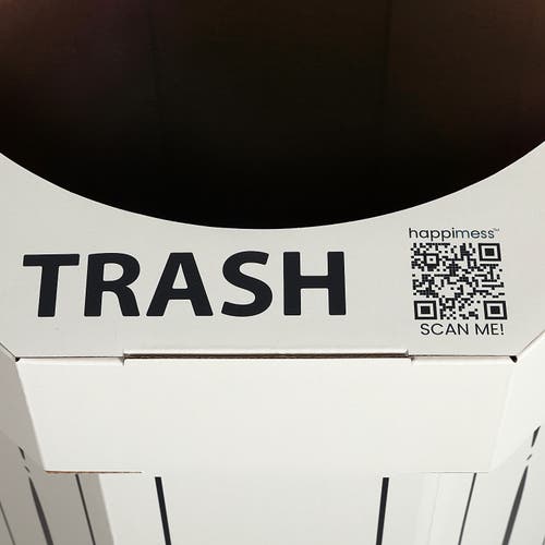 Happimess Fleur 25-gallon Classic Disposable Corrugated Cardboard Event Trash Can And Recycling Bin In White