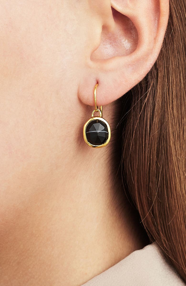 Monica Vinader Siren Bezel Set Drop Earrings, Alternate, color, Yellow Gold