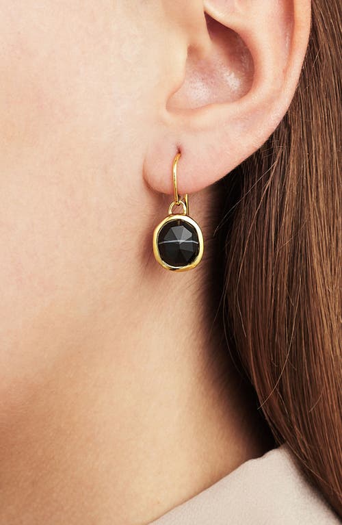 Monica Vinader Siren Bezel Set Drop Earrings In Brown