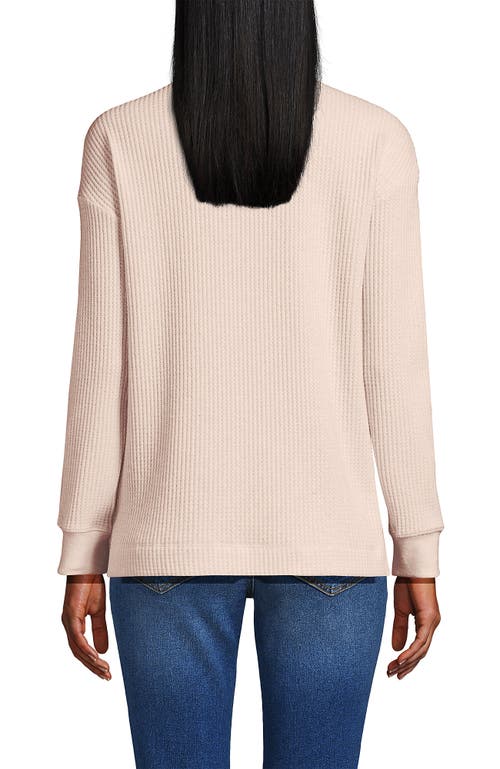 Lands' End Long Sleeve Waffle Shawl Collar Henley In Neutral