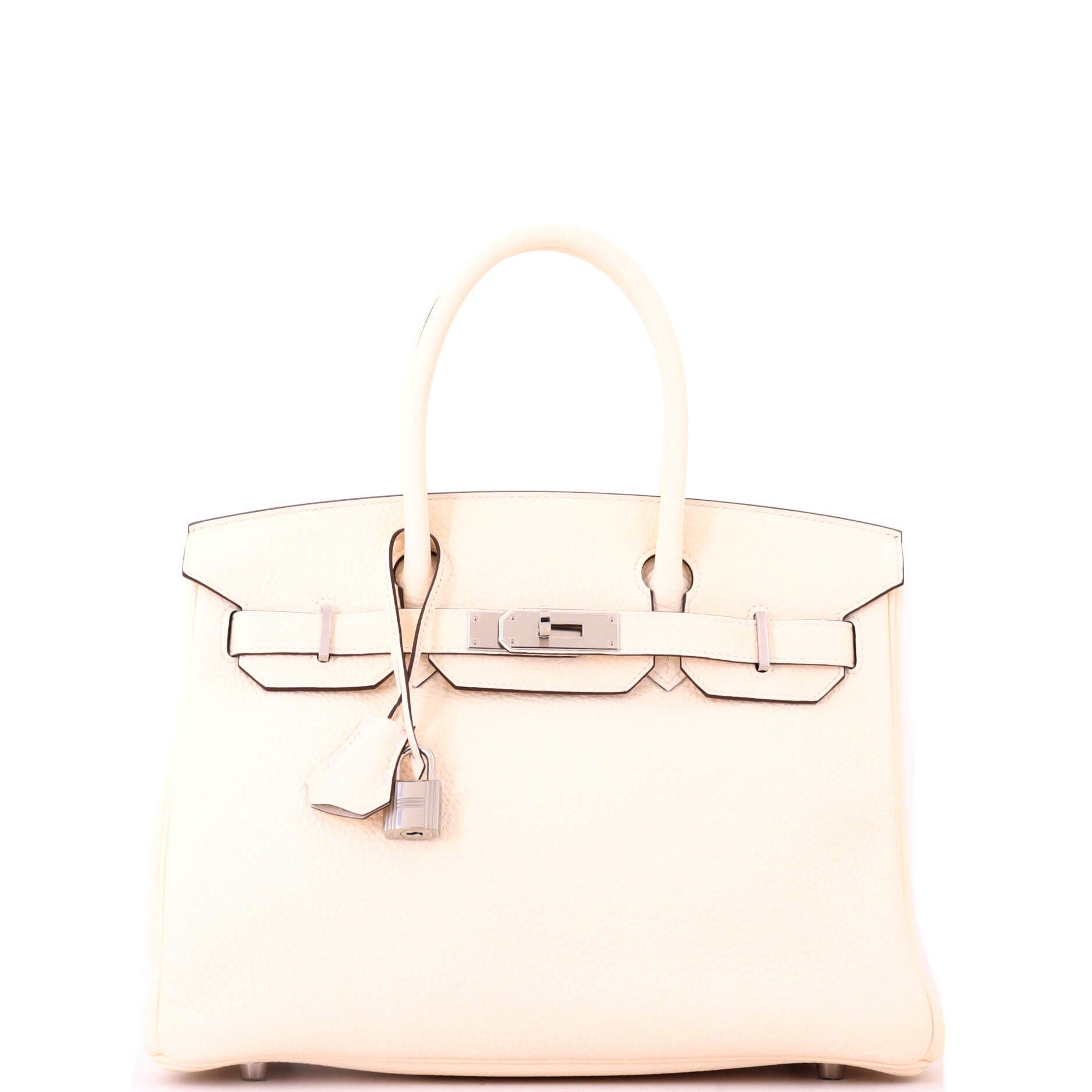 Pre-Owned Hermes Birkin Handbag Light Clemence with Palladium Hardware 30, Main, color, Nata