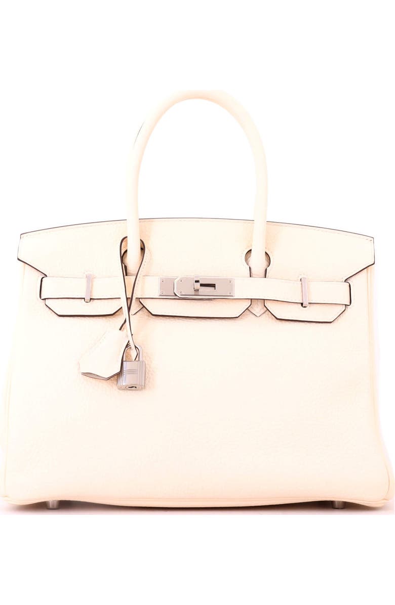 Pre-Owned Hermes Birkin Handbag Light Clemence with Palladium Hardware 30, Main, color, Nata